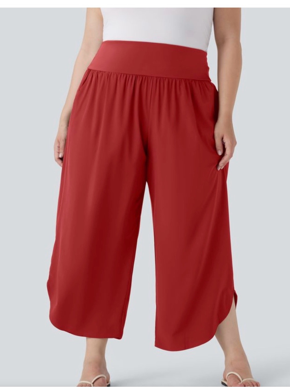 HALARA Wide-Leg Crop Pull-On Pants in Red